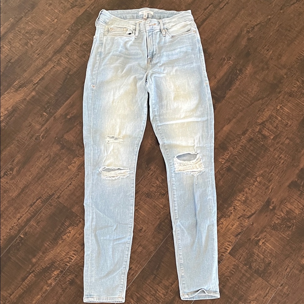 Good American Light Blue Ripped Skinny Jeans
